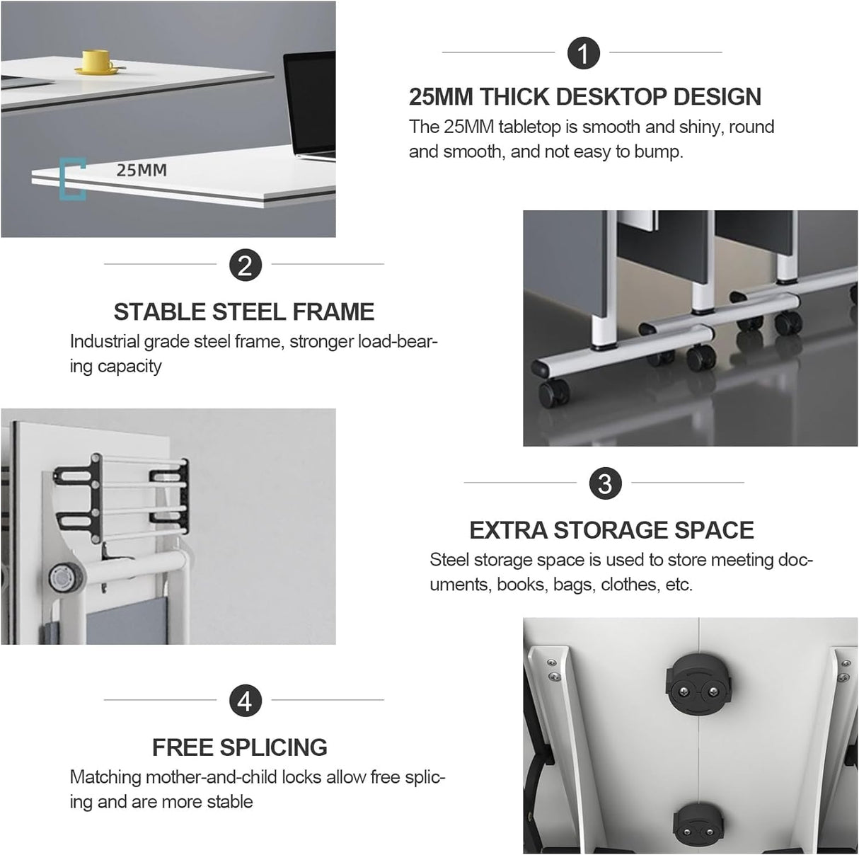 5.3FT Folding Conference Table with Lockable Wheels-Mobile Conference Room Table Foldable Meeting Table for Office Home Classroom Seminar Rooms-Durable,Seats 2-10 People,Space-Saving Design(6PACK) bbyekctc
