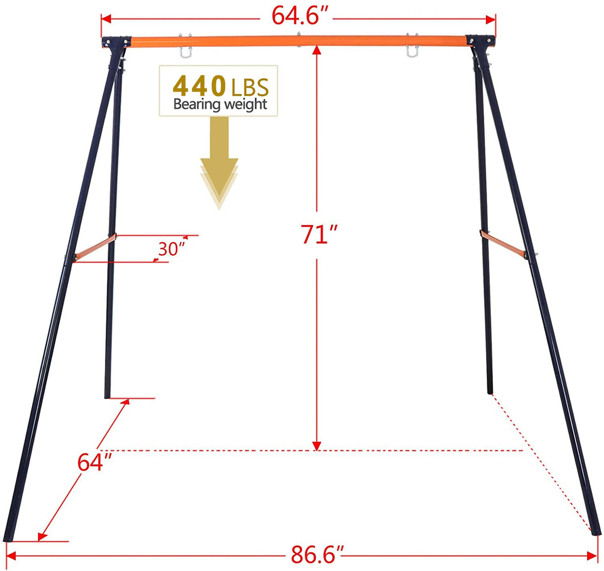 ZENY Swing Stand Frame Heavy Duty A-Frame Swing Set for Kids Adults Outdoor Backyard Play Fun Weight Capacity 440lbs ZENY