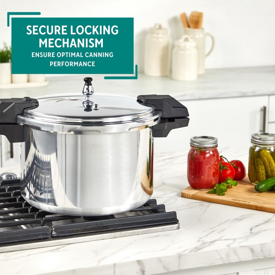 Mirro 92116 Polished Aluminum 5 / 10 / 15-PSI Pressure Cooker / Canner Cookware, 16-Quart, Silver Mirro