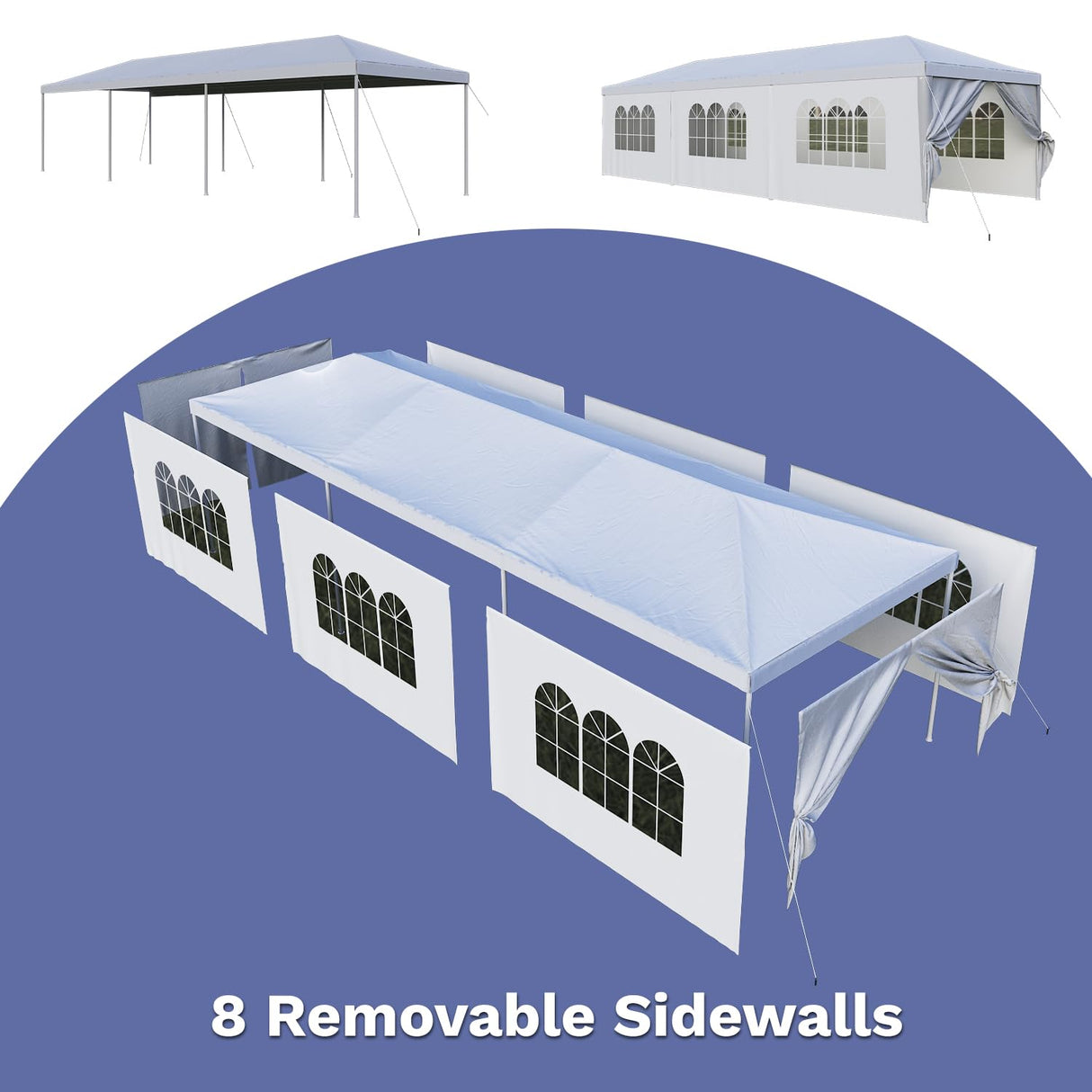 Devoko 10'x30' Heavy-Duty Party Tent - Waterproof Outdoor Canopy with UV Protection & Sidewalls for Weddings, Backyard Events, Patio - Wind-Resistant Large Event Tent Devoko