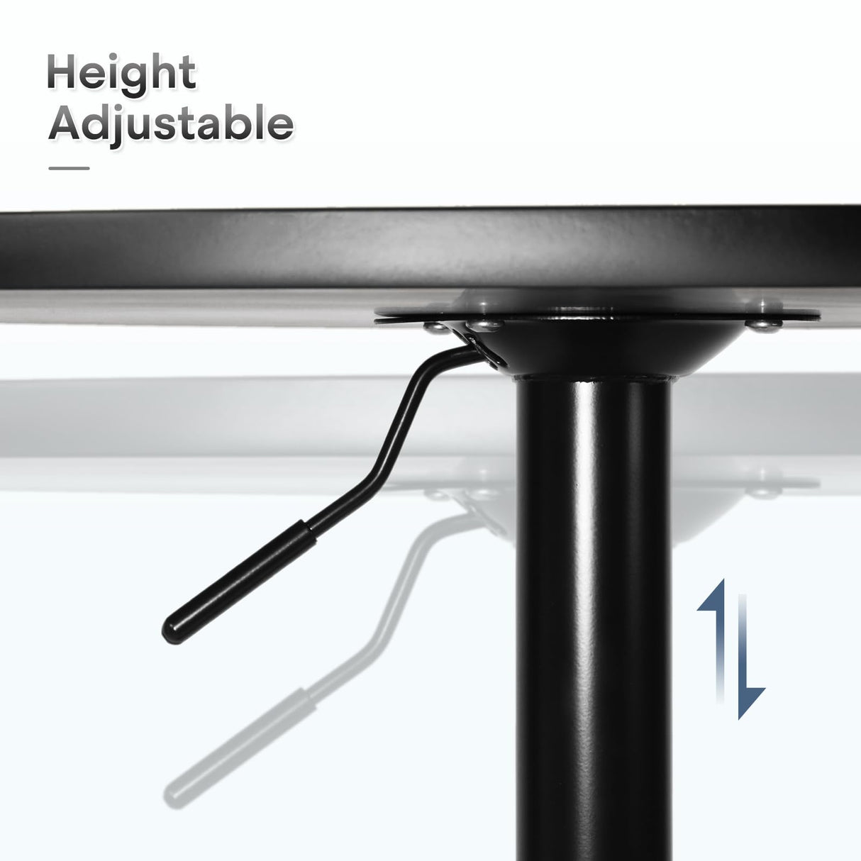 Athena Collection Bar Table Modern Round Cocktail Table Height Adjustable, Tall Bistro Pub Table with Sturdy Base, Suitable for Home, Kitchen, Pub, Restaurant, Silver Athena Collection