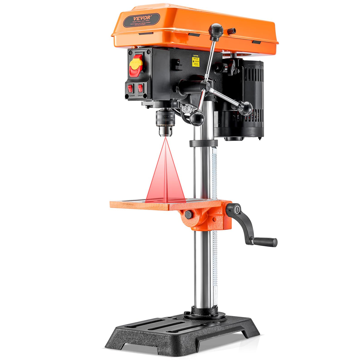 VEVOR 10 in Benchtop Drill Press, 6.2A Induction Motor, Tabletop Drilling Machine with 610/940 / 1500/2150 / 2800 RPM Adjustable Speed, 0-45° Tilting Worktable, LED Work Light, for Wood Metal VEVOR