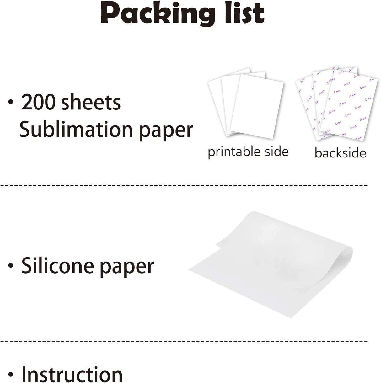 A-SUB Sublimation Paper 8.5x11 Inch-200 Sheets Heat Transfer Paper for Light Colored Fabric and Other Sublimation Blanks,Work with Inkjet Sublimation Printer and Sublimation Ink 125g A-SUB