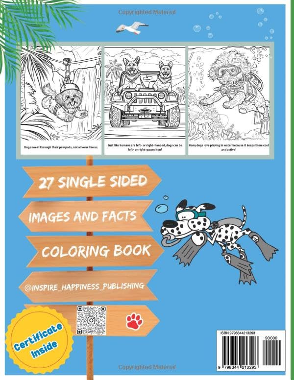 DOG FACTS ADVENTURE COLORING BOOK: EDUCATIONAL DOG COLORING BOOK WoodArtSupply