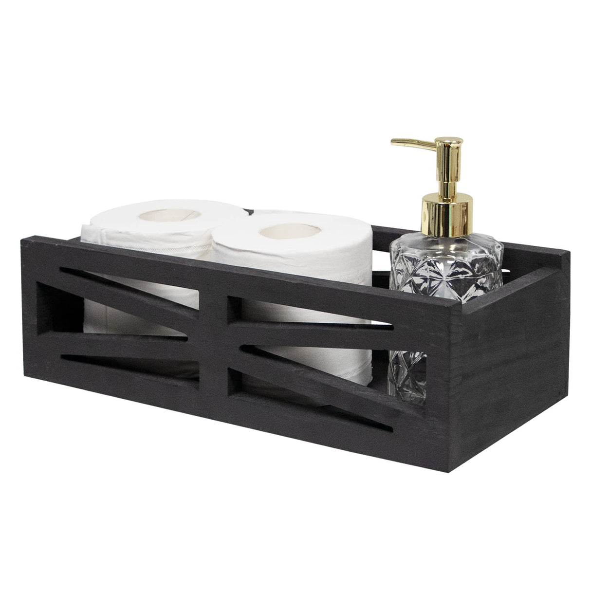 TNQNCFL Wooden Bathroom Decor Box,Rustic Toilet Tank Box,Bathroom Decor Box Toilet, Wooden Storage Box,Farmhouse Bathroom Accessories, Toilet Paper Basket(Black) TNQNCFL