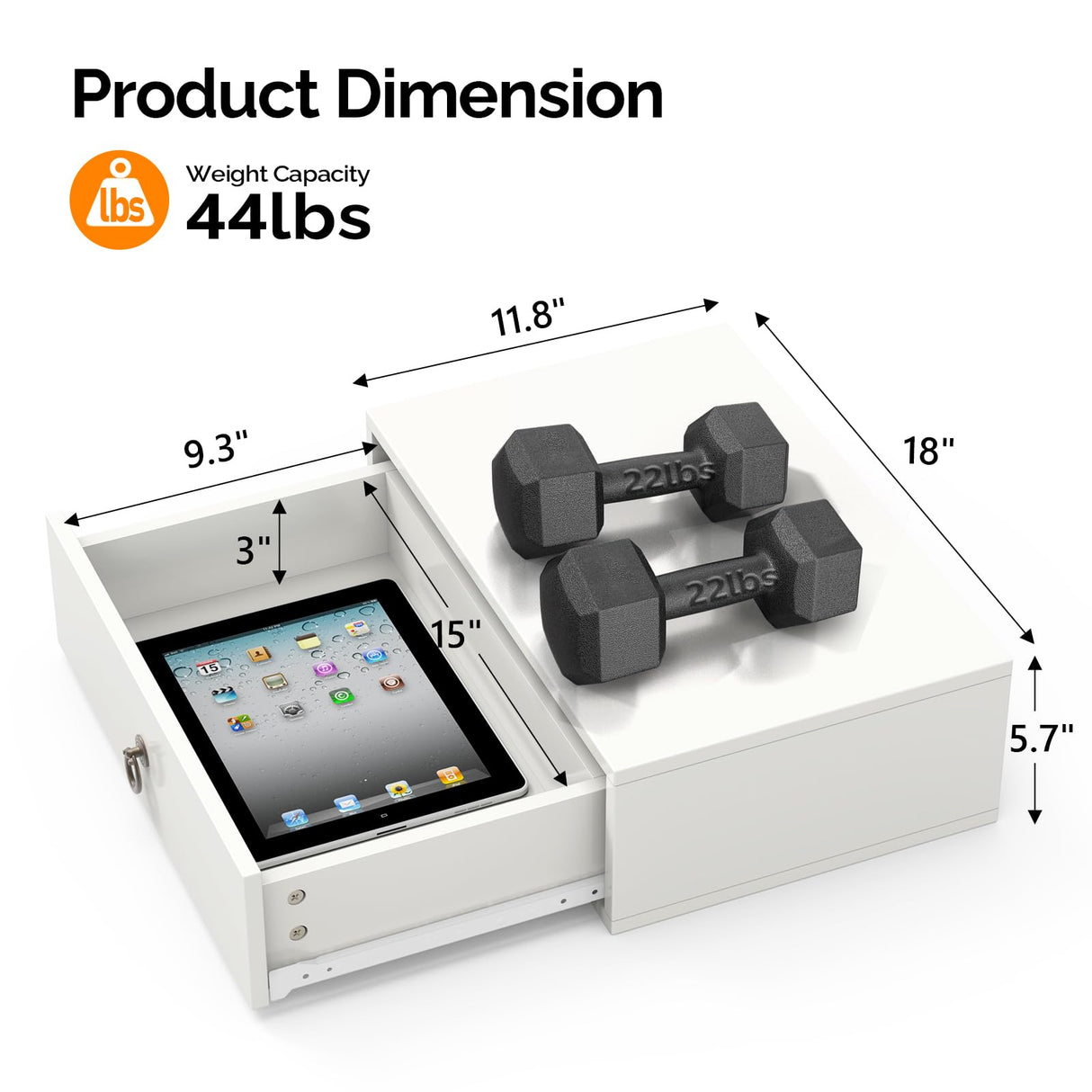 VINGLI Floating Nightstand with Drawer Set of 2, Floating Bedside Table, Wall Mounted Nightstand, Hanging Nightstand White for Bedroom, Floating Wood Night Stand/Side Table, Floating Nightstands VINGLI