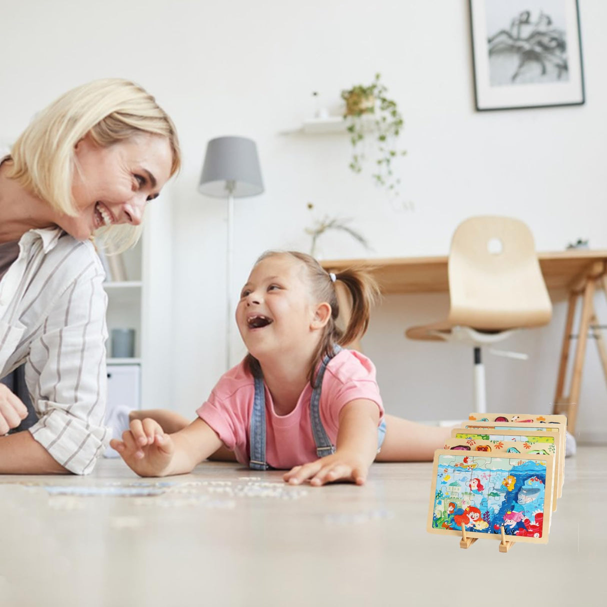 2 Pcs Wooden Puzzle Storage Rack,Jigsaw Puzzle Holder Rack for Puzzle Easel Board,Puzzle Storage Rack Organizer Shelf for Adults Craft Collection Lovers Winbar