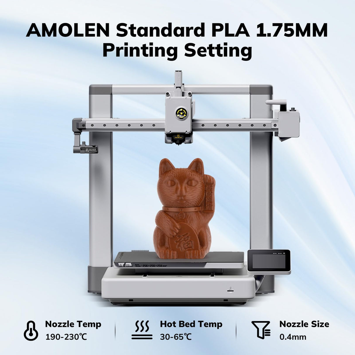 AMOLEN 3D Printer Filament PLA, 1.75mm PLA Filament Chestnut Brown PLA, 1KG/2.2lb, Dimensional Accuracy +/- 0.02 mm, Smooth & Non-Tangle, Fits for Most FDM 3D Printer, Supporting Up to 500mm/s AMOLEN