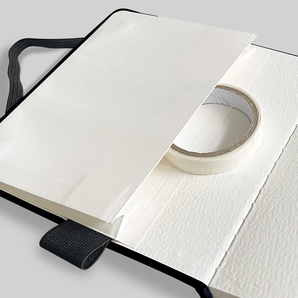 Watercolor Sketchbook,5x5 Inch Portable Square Cloth Cover Notebook, 20 Sheets Watercolor Textured Drawing Papers, 300 GSM Art Paper Sketchbook.Green Grassland qianshan