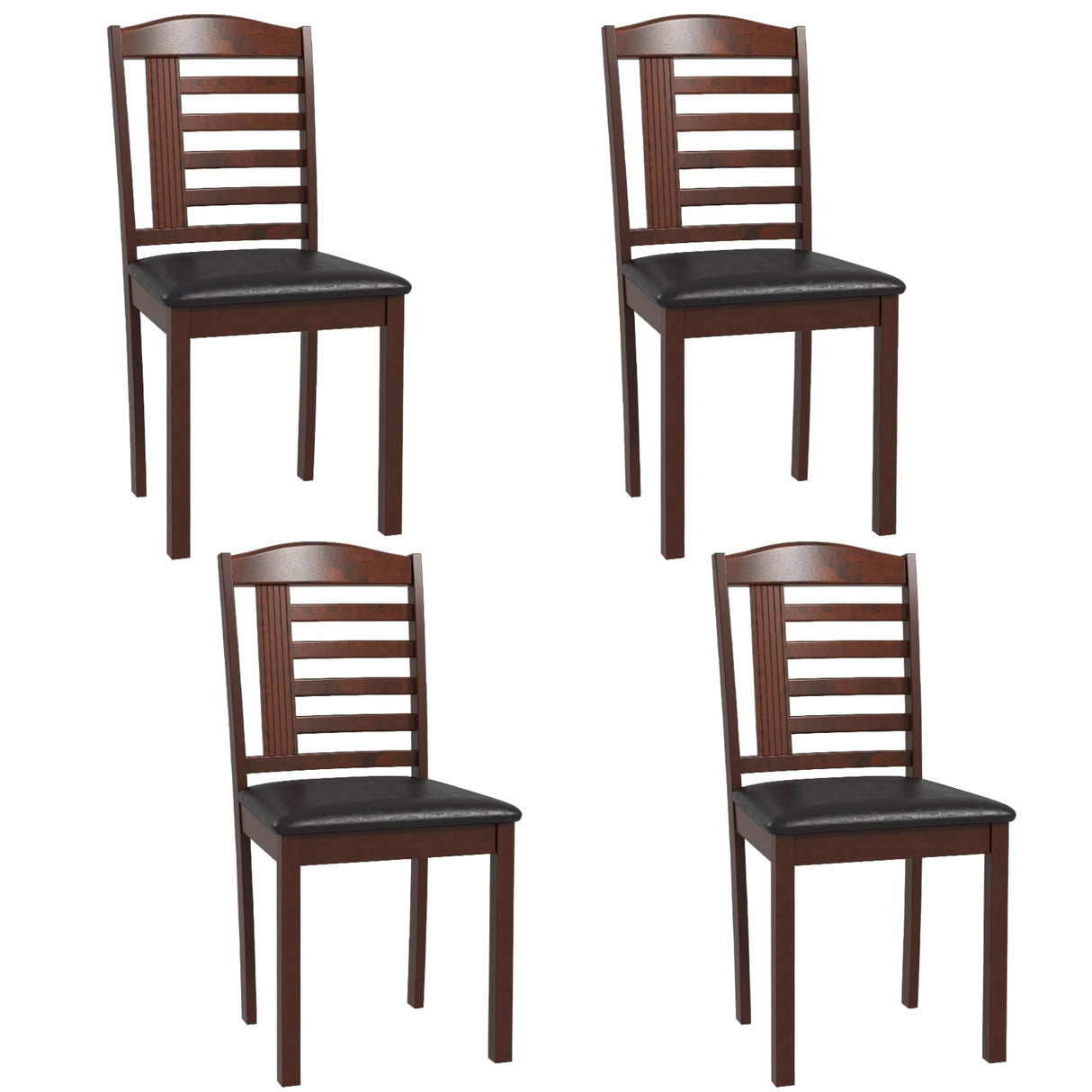 GOFLAME Wooden Dining Chairs Set of 4, Upholstered Kitchen Chairs with Faux Leather Padded Seat & Rubber Wood Frame, Mid-Century Armless Side Chairs, Dinette Chairs for Dining Room, Restaurant GOFLAME