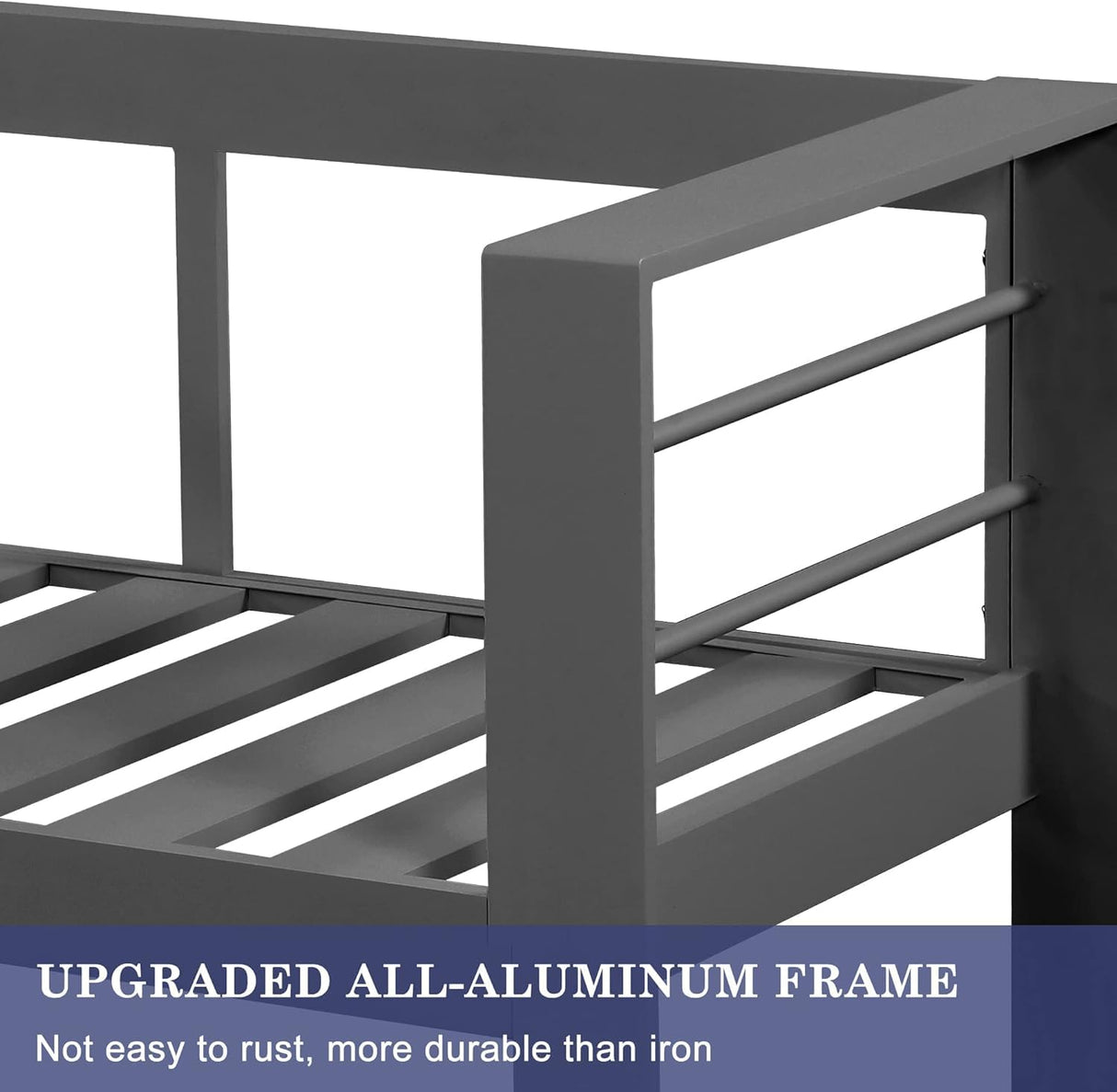 Wisteria Lane Outdoor Patio Furniture Set, 4 Pieces Aluminum Sectional Sofa, Metal Patio Conversation Set with Loveseat, 5 Inch Grey Cushion and Coffee Table (Dark Grey & Grey) Wisteria Lane