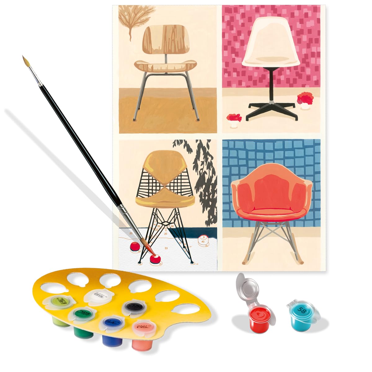 Ravensburger CreArt Eames Take a Seat Paint by Numbers Kit for Adults - Painting Arts and Crafts for Ages 12 and Up Ravensburger