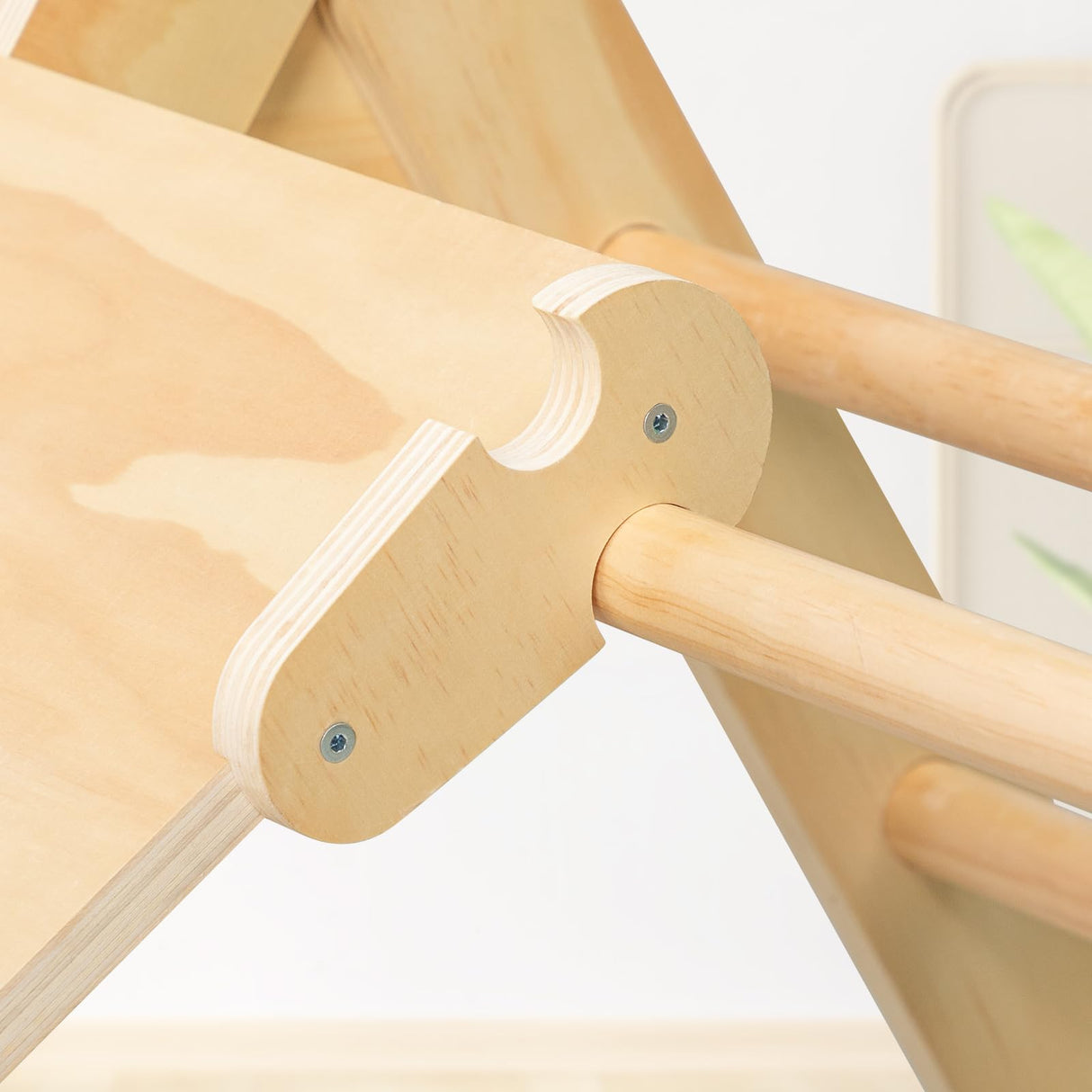 Pelnuies Pikler Triangle Set, 5 in 1 Wooden Montessori Climbing Set with Ramp for Sliding or Climbing, Foldable Toddler Climbing Toys Indoor Playground, Jungle Gyms for Toddlers 1-3, Natural Pelnuies