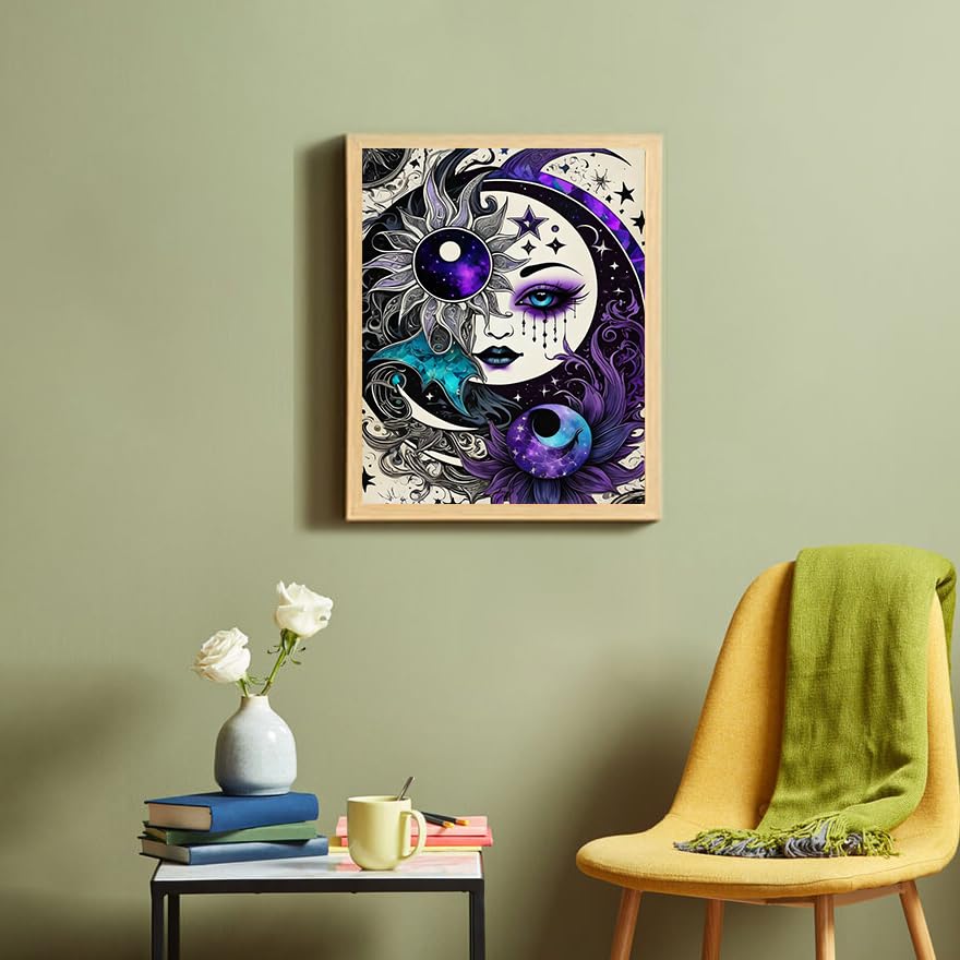 XIAOPAIZAI 5D Diamond Art Kits for Adults - Sun and Moon Diamond Painting Kits for Adults Beginner,DIY Fantasy Round Full Drill Paintings with Diamonds Gem Art for Home Wall Decor Gifts 11.8x15.7inch XIAOPAIZAI
