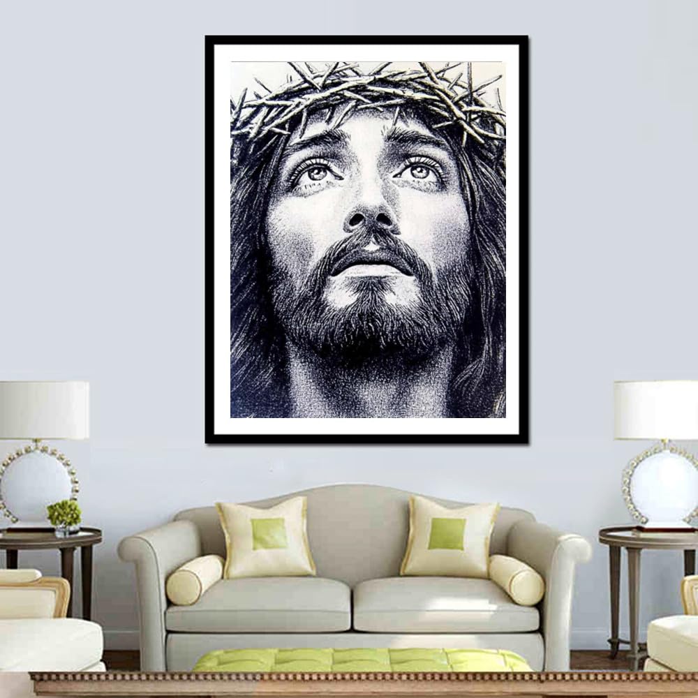 pigpigboss Jesus Diamond Painting by Numbers, 5D Full Diamond Art Painting Kits, Religious Jesus Diamond Painting Dots Arts Crafts for Adult Beginner Holiday Blessing (11.8 x 15.7 inches) pigpigboss