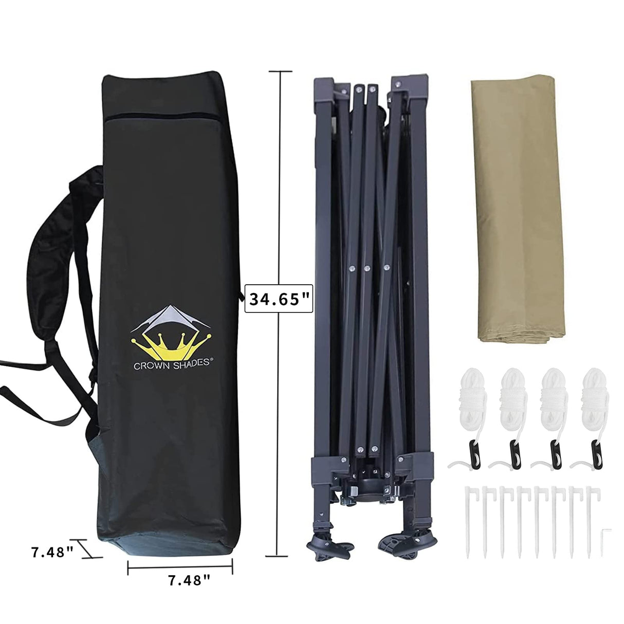 CROWN SHADES 6.5x6.5 Pop Up Canopy Tent, Slant Leg Outdoor Canopy with Carry Bag, Beach Tent, Sports Shelter(Beige) CROWN SHADES