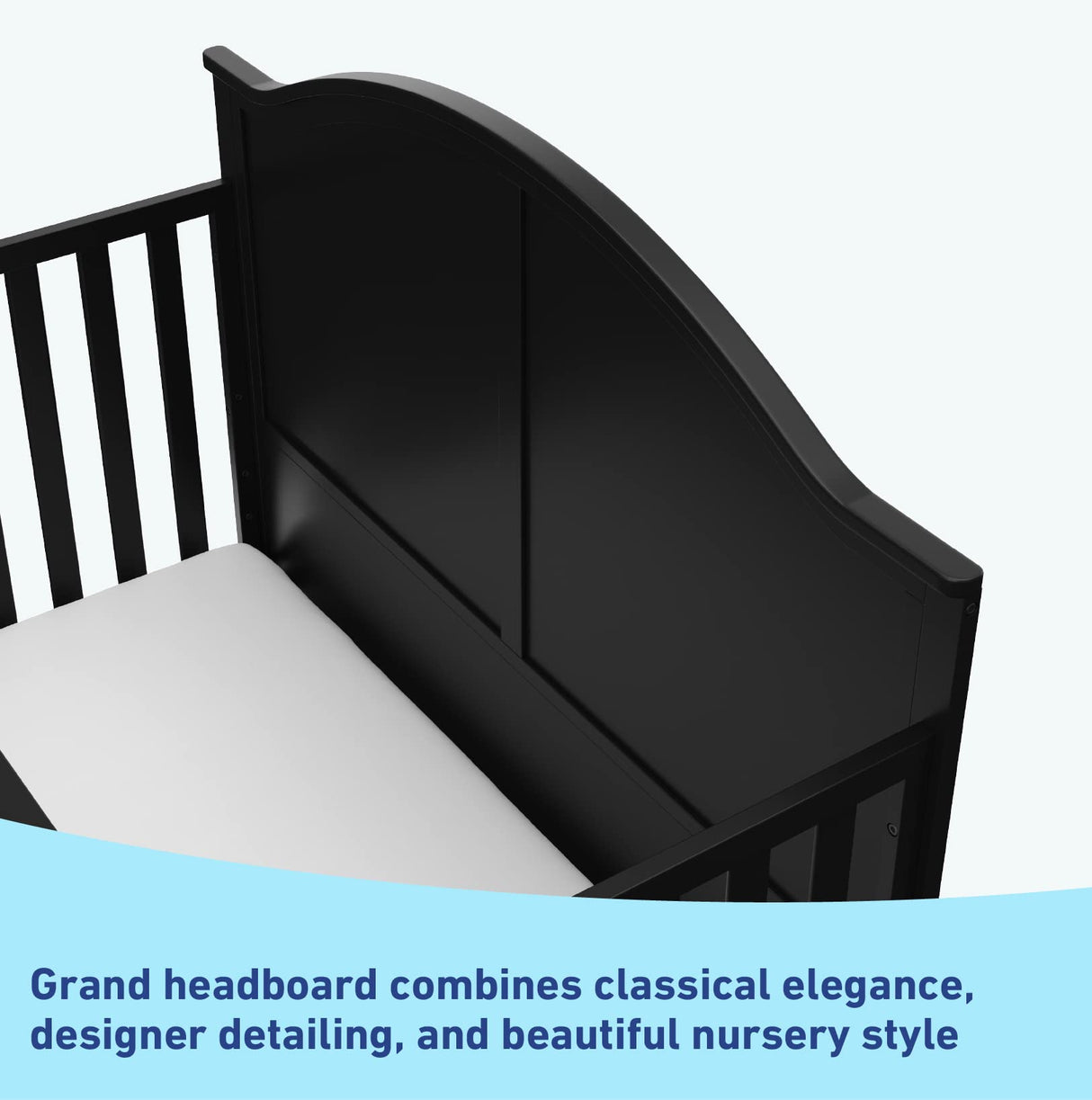 Graco Wilfred 5-in-1 Convertible Crib (Black) – GREENGUARD Gold Certified, Converts to Toddler Bed and Full-Size Bed, Fits Standard Full-Size Crib Mattress, Adjustable Mattress Support Base Graco