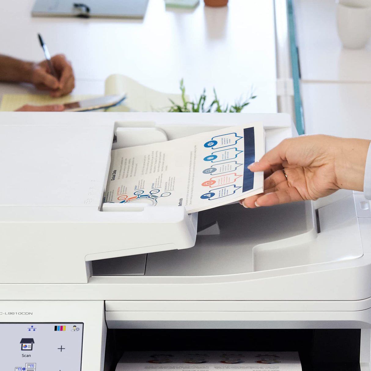 Brother MFC‐L9610CDN Enterprise Color Laser All‐in‐One Printer with Fast Printing, Large Paper Capacity, and Advanced Security Features, White Brother