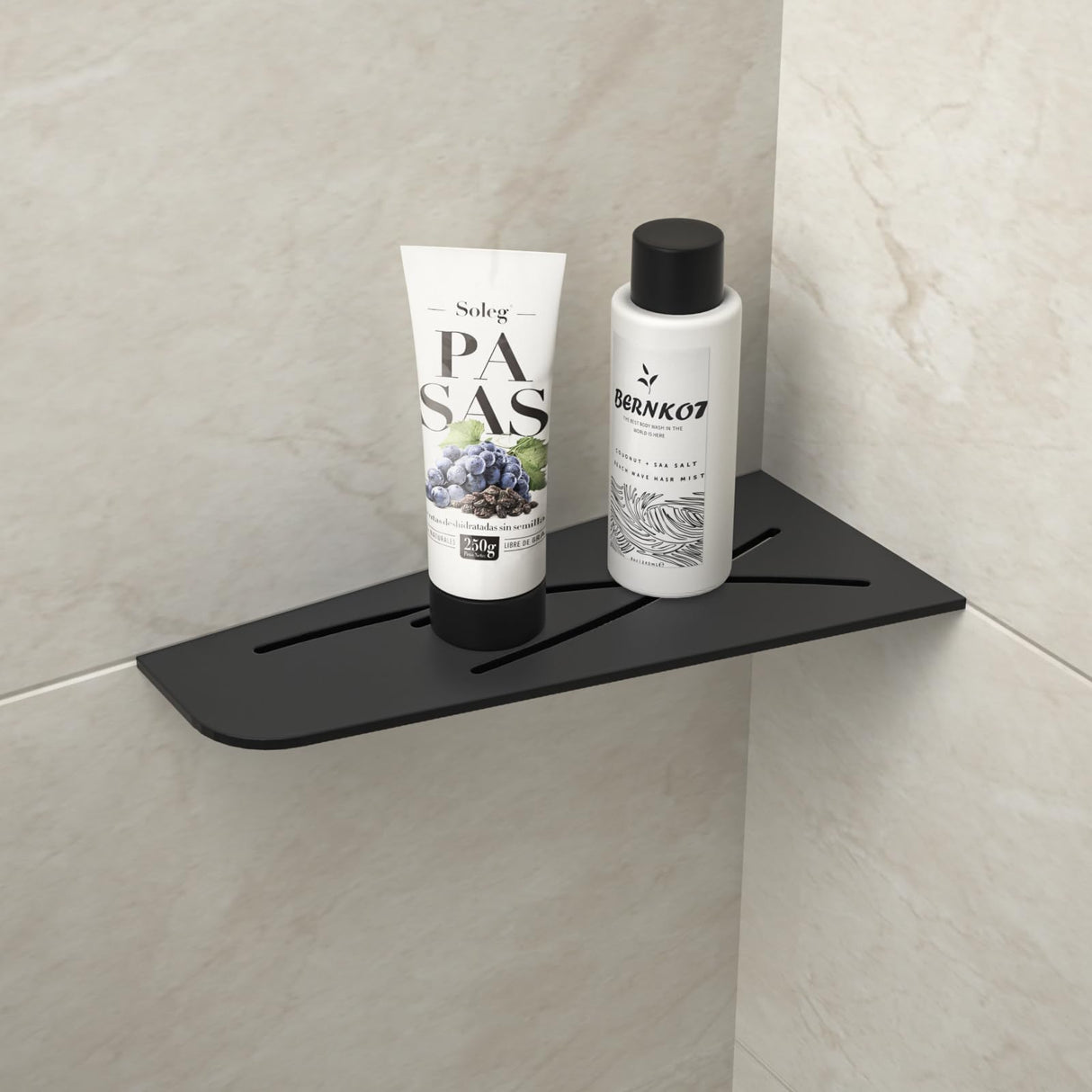 Bernkot Corner Shower Shelf 12" Matte Black 304 Stainless Steel Quadrilateral Corner Shelf Recessed Bathroom Storage Shampoo Holder Organizer Kitchen Shelf Rack, No Drilling Bernkot