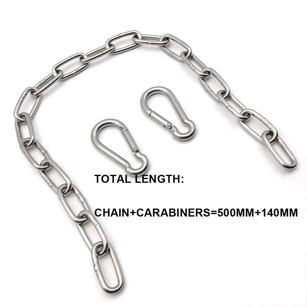 1 PCS Heavy Duty Stainless Steel Chain 550LB Capacity for Punching Bags Hanging Chair Hammocks Swing Trapeze Yoga (20, 4MM) MIKMAYTOO