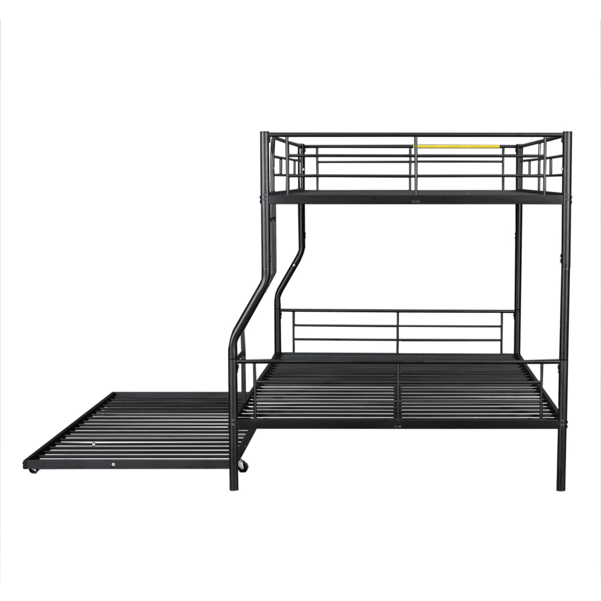 Harper & Bright Designs Full Over Queen Metal Bunk Bed with Trundle for Adults,Heavy Duty Metal Bunk Bed with Ladder and Guardlails,Split Into 2 Beds(Black) Harper & Bright Designs