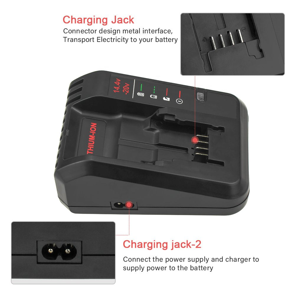 20 Volt Lithium Battery Charger Replacement Charger Compatible with Black and Decker 14.4V-20V Battery LBXR20 LBX4020 LBXR20 LBXR2020, LBXR2020-OPE GERIT BATT