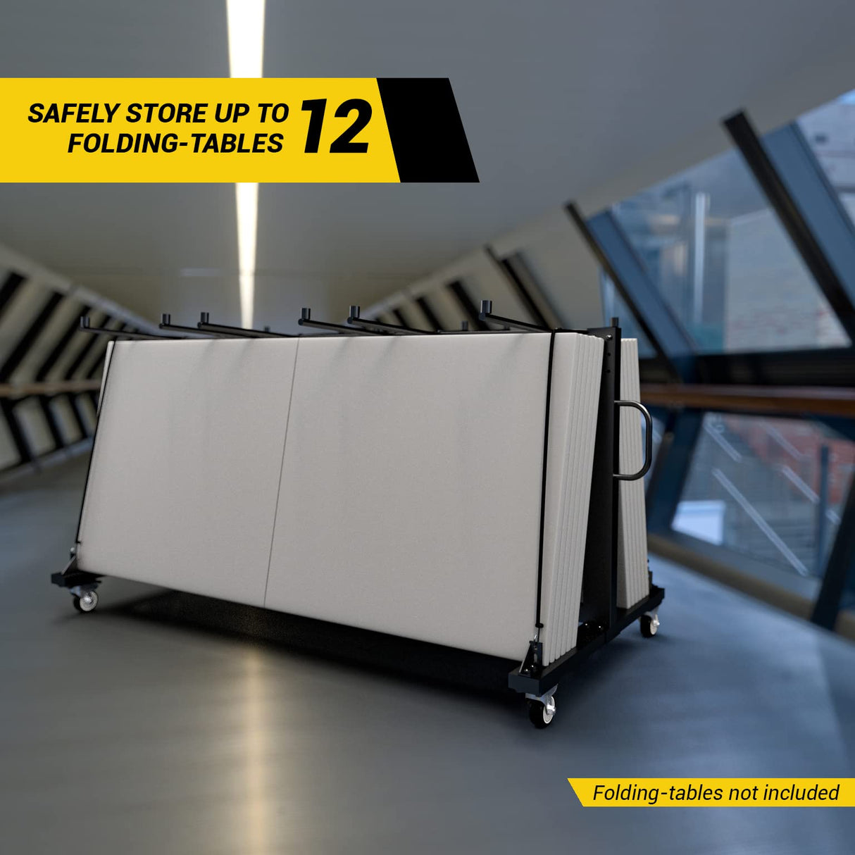 UPGORILO Folding Table and Chairs Cart - Innovative Mobile Chair Dolly, 42 Folding Chairs Capacity, Heavy Duty Metal Folding Chair Rack with Rubber Locking Wheels UPGORILO