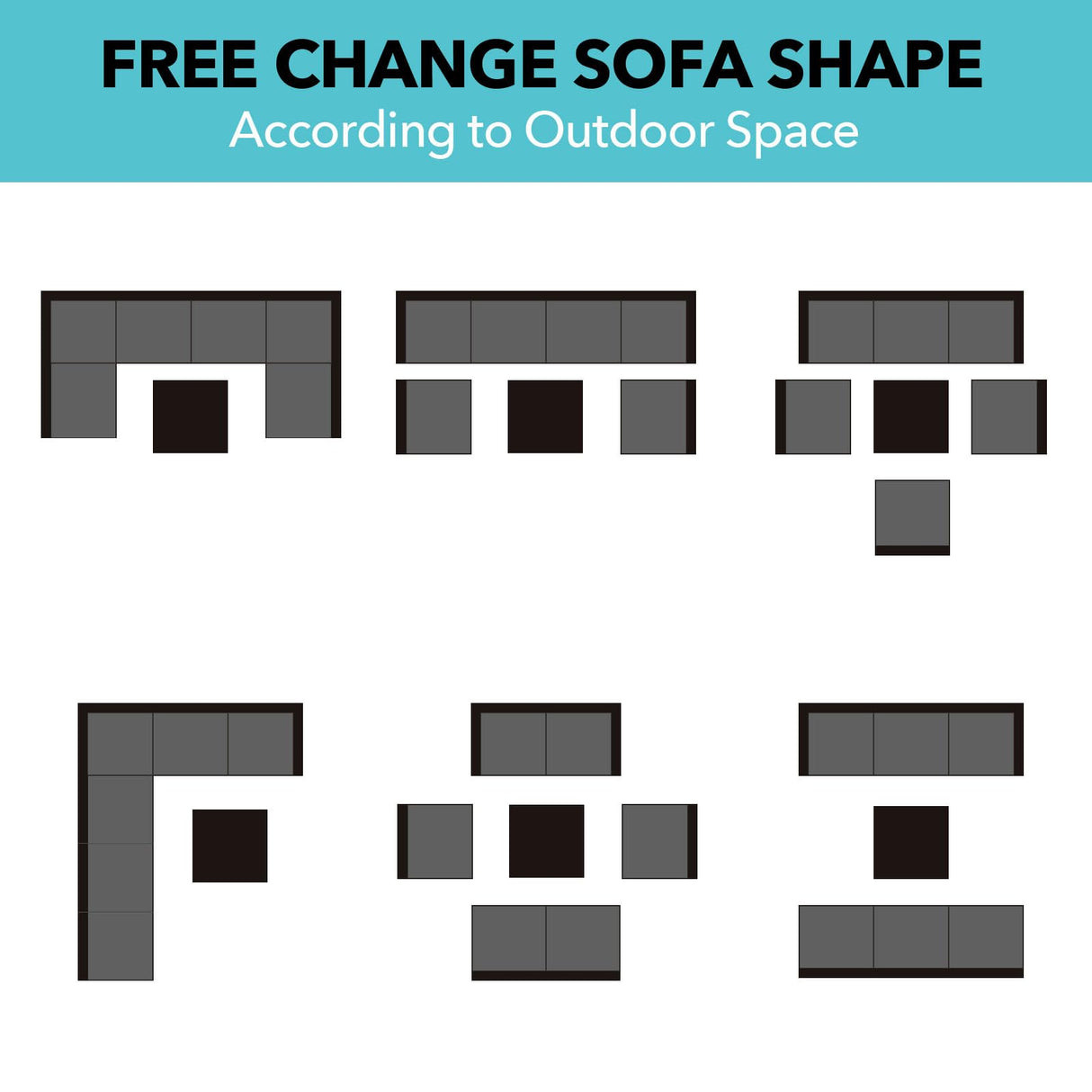 LEVELEVE 7 Pieces Outdoor Patio Furniture Sets,Rattan Conversation Sectional Set,Manual Weaving Wicker Patio Sofa with Tea Table LEVELEVE