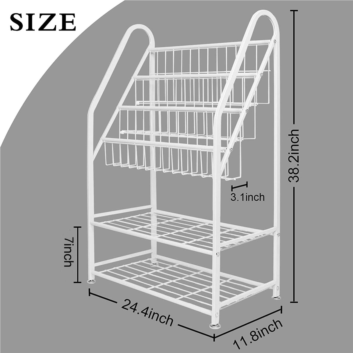 aboxoo Metal Kids Bookshelf Freestanding for Children Room 25 inches Toddler White Bookcase Toy Organizer Stable Bookcase Bookstore Library Book Unit Storage for Small Place aboxoo