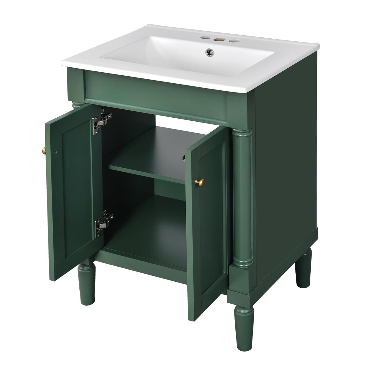 Merax 24” Bathroom Vanity with Sink, Powder Room Small Bathroom Vanity with 2-Door Cabinet, Undermount Sink, Solid Wood Frame Bathroom Storage Cabinet (Vogue Green) Merax