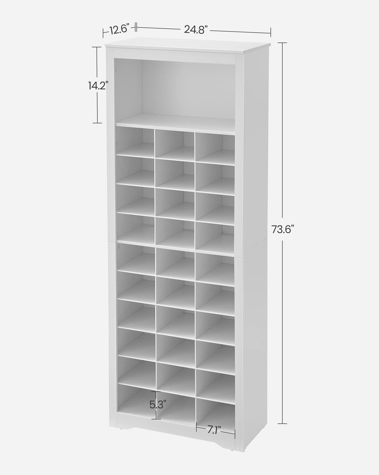 VASAGLE Shoe Storage Cabinet, 10 Tier Shoe Rack Organizer, Holds Up to 30 Pairs of Shoes, for Entryway Bedroom, 12.6 x 24.8 x 73.6 Inches, White ULBS273T14 VASAGLE