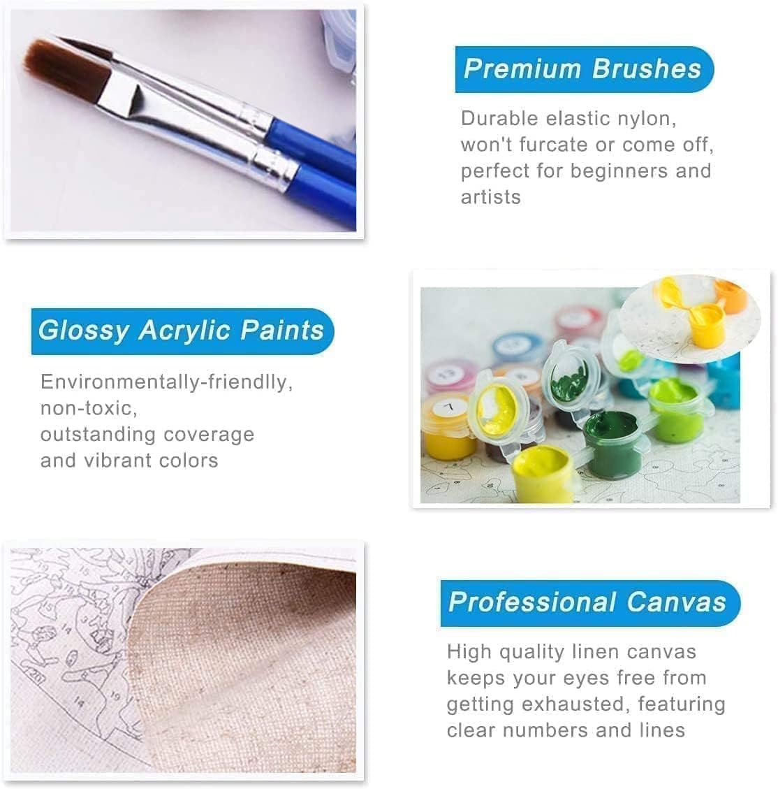 Paint by Numbers for Adults and Kids Beginner, 3 Pack Garden Book Flowers Painting by Number Kits On Canvas, Number Artist Paint by Number Kit DIY Oil Painting Acrylic Paints, Home Wall Decor 12x16in Fairyland JinWenn