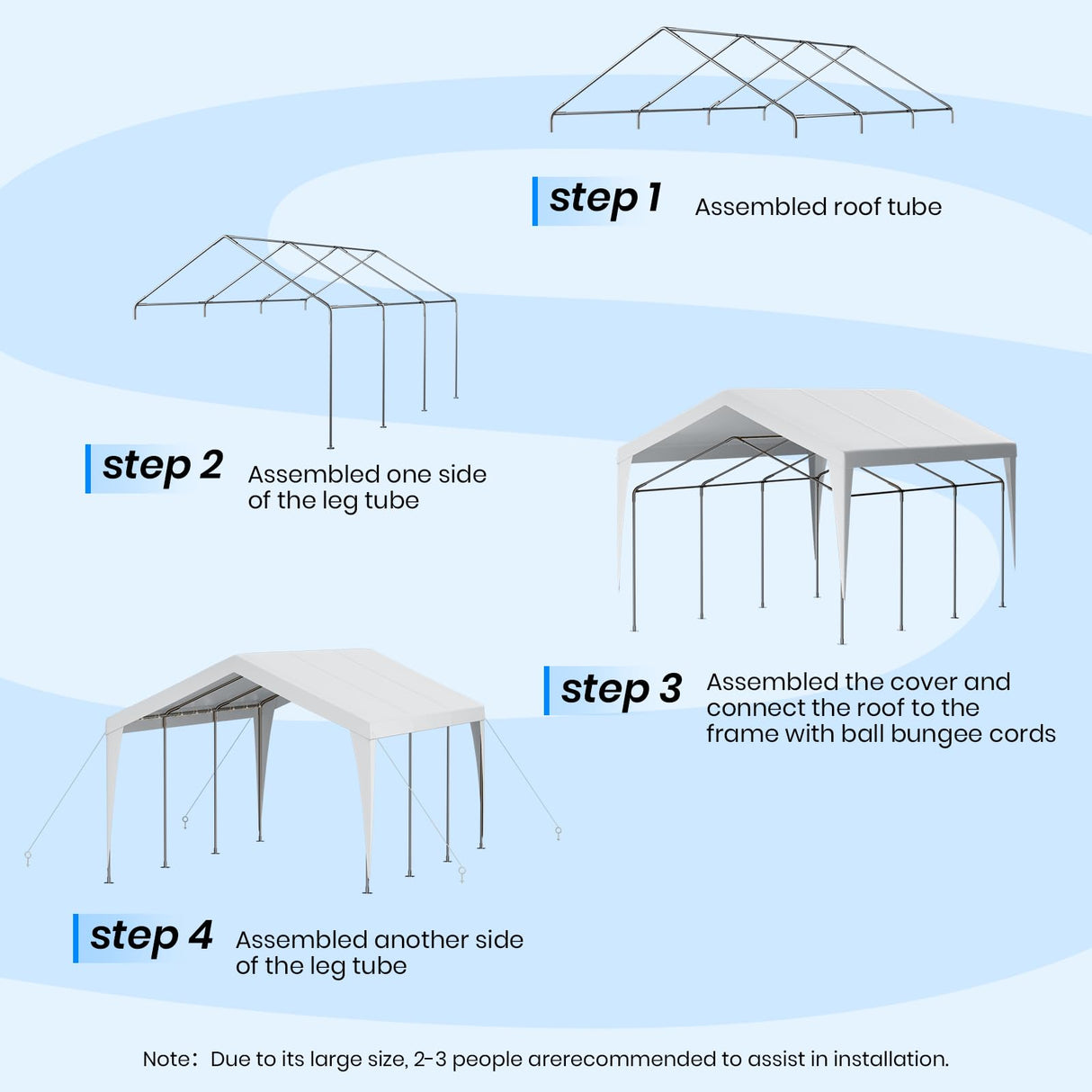 Galvanized Frame Carport Canopy (White-Without Sidewalls, 10 * 20FT) BUPPLEE