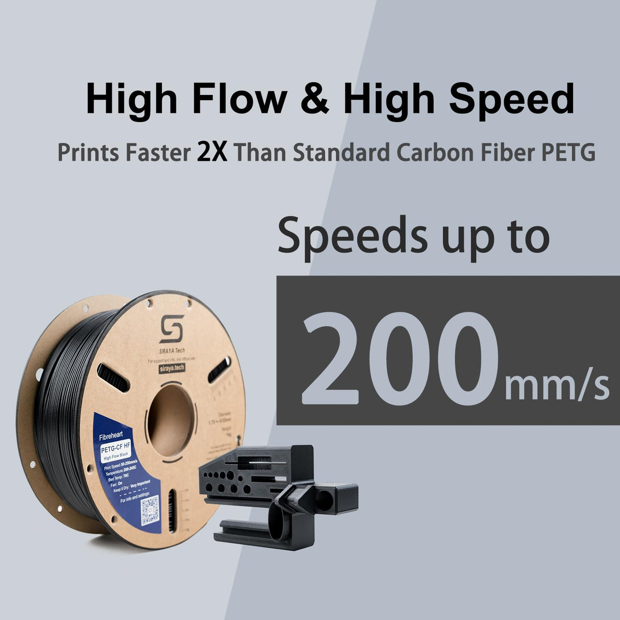 Siraya Tech Fibreheart PETG-CF HF 3D Printer Filament – High-Speed Carbon Fiber PETG, Strong & Lightweight, Minimal Warping, High Flow & Fast Printing, for Functional & Industrial Parts (1kg, Black) Siraya Tech