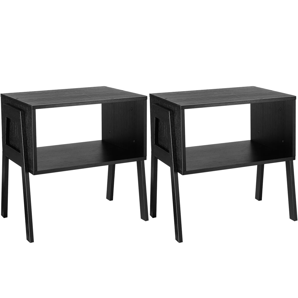 Pipishell Bedside Tables, Stackable Bamboo Nightstands, Bamboo Side Tables for Bedroom & Living Room, End Table Night Stands, Set of 2, Black,PIET01B Pipishell