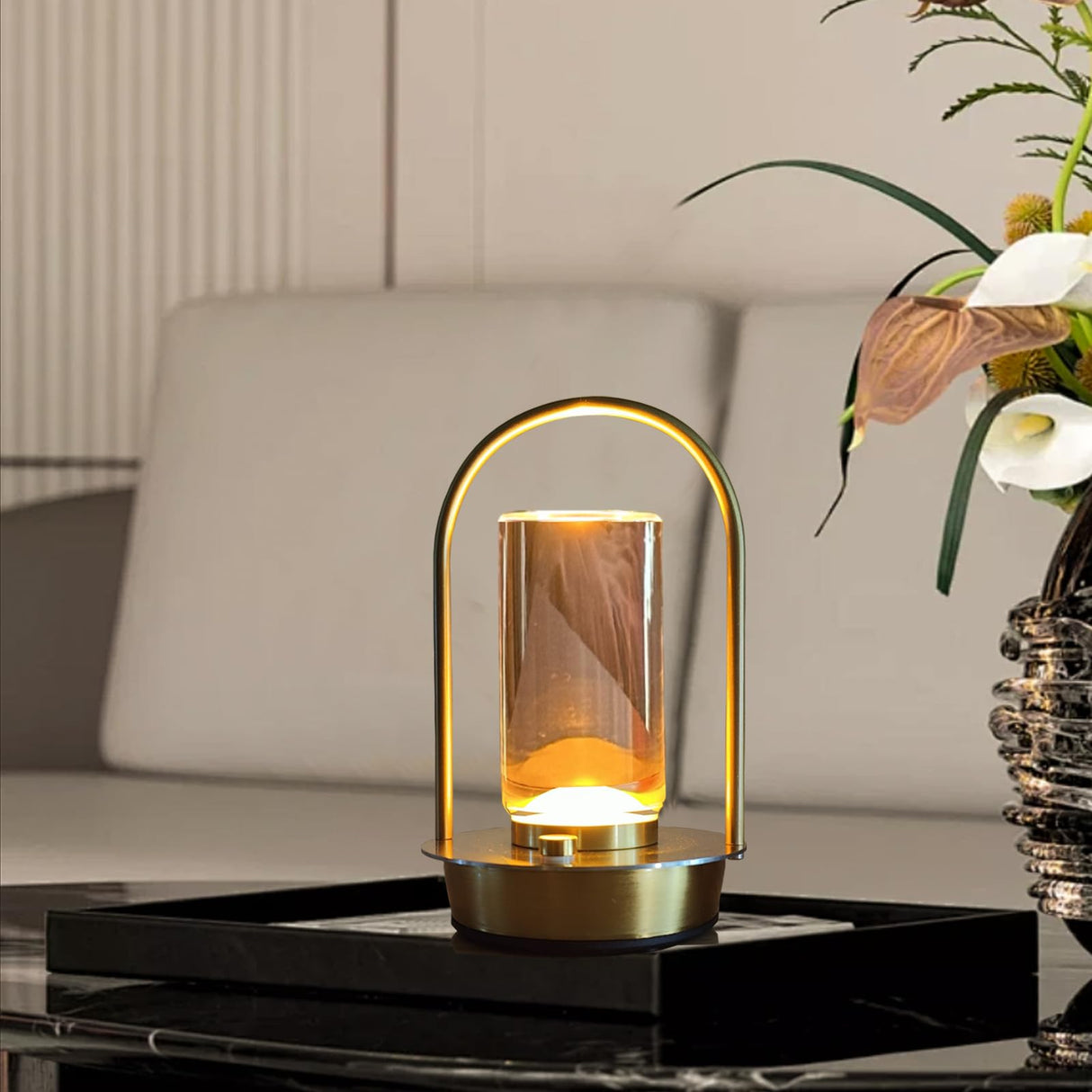 Kipliko Modern Acrylic LED Table Lamp with Arched Metal Frame-Knob Control,Adjustable Brightness,Tri-Color Light Options, Energy-Efficient,Ideal for Bedroom,Living Room,Office.(Gold) Kipliko