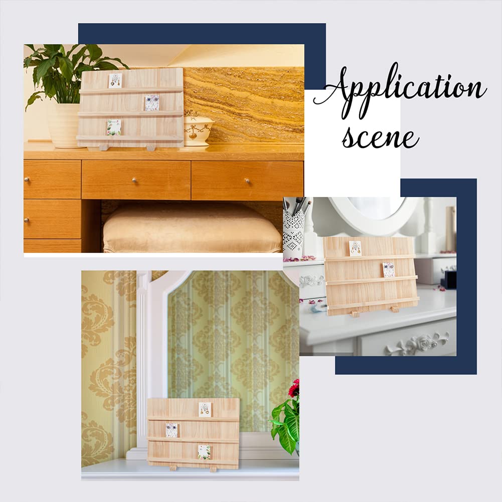 NBEADS Wood Earring Display Stands, 3 Layers Jewelry Earring Display Holder Wood Earring Card Holder Photos Business Card Holder Display with Base Stand for Home Office Retail Store, 40x14.1x30cm NBEADS