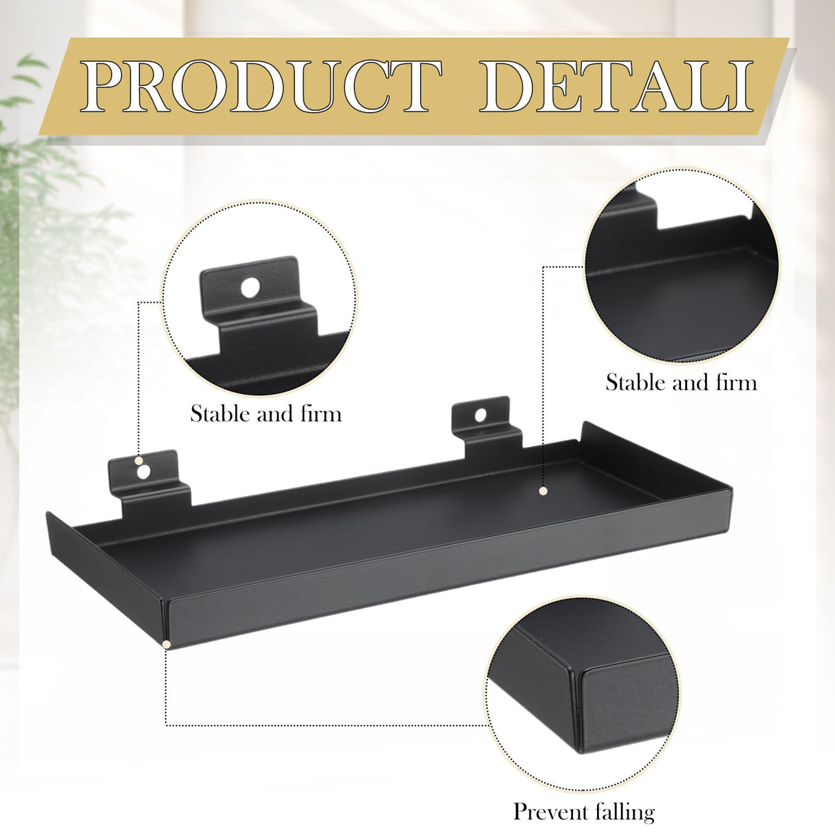 Blulu 4 Pack 10 x 4.3 Inch Slatwall Shelves, Retail Display Shelves Panel Metal Boutique Display Slat Wall Shelf Accessories for Home Shoe Stores Boutiques Storage Shelf Organization(Black) Blulu