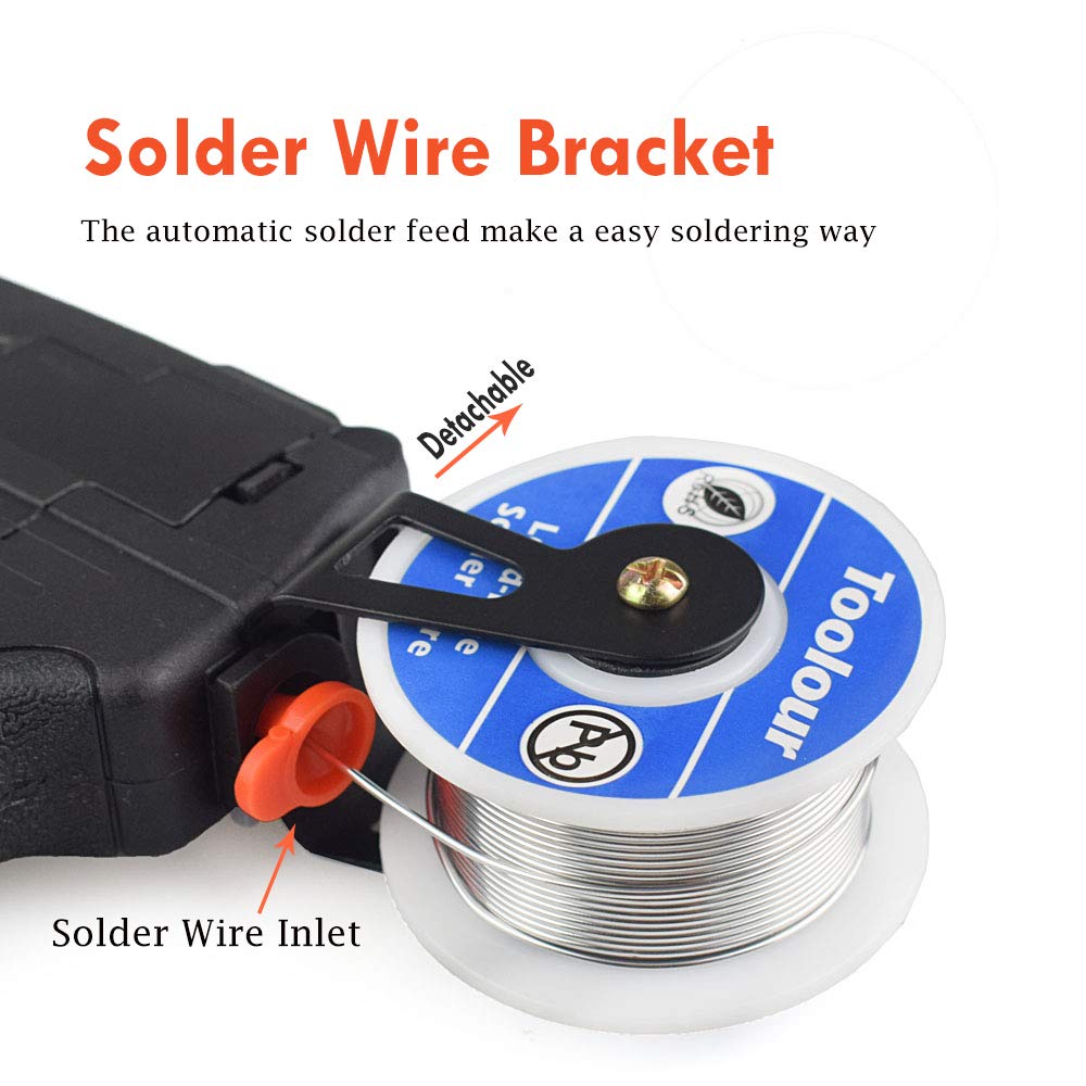 Toolour Soldering Gun Kit 5 in 1 Soldering Iron Kit 60W Industrial Automatic Solder Feeding Hand-held Welding Gun with Solder Wire for Electronic Desoldering Rework PCB Repair Home DIY Toolour