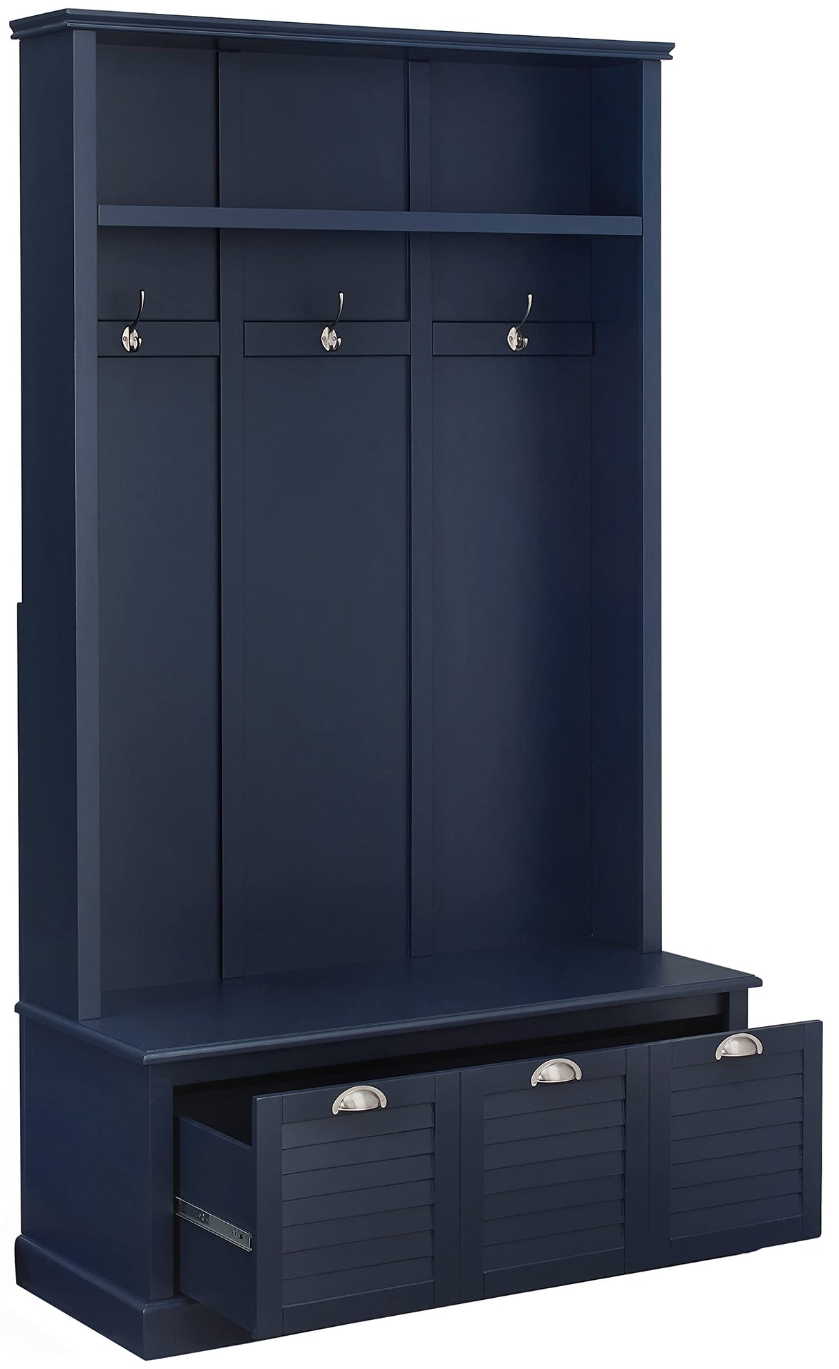 Crosley Furniture Ellison Hall Tree with Storage Bench and Coat Rack Hooks for Hanging, Navy Crosley Furniture