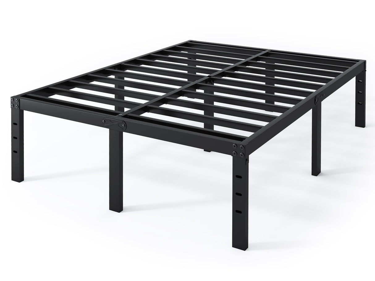 QEROMY Full Size Bed Frame - 18 in Sturdy Platform Bed Frame Full, Heavy Duty Metal Bed Frame No Box Spring Needed, Quick & Easy Assembly, No Noise, Black QEROMY