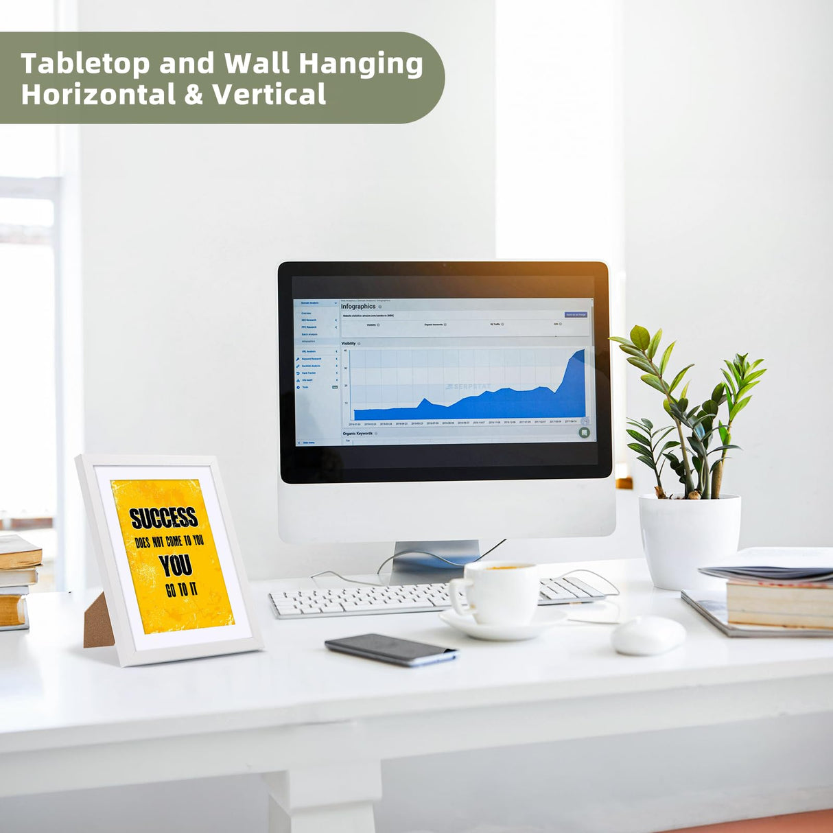 HappyHapi 8x10 Picture Frame Set of 6, 8x10 White Picture Frame Display Pictures 5x7 with Mat or 8x10 Without Mat. Wall Hanging Photo Frame or Tabletop Display Gallery Frame (White) HappyHapi