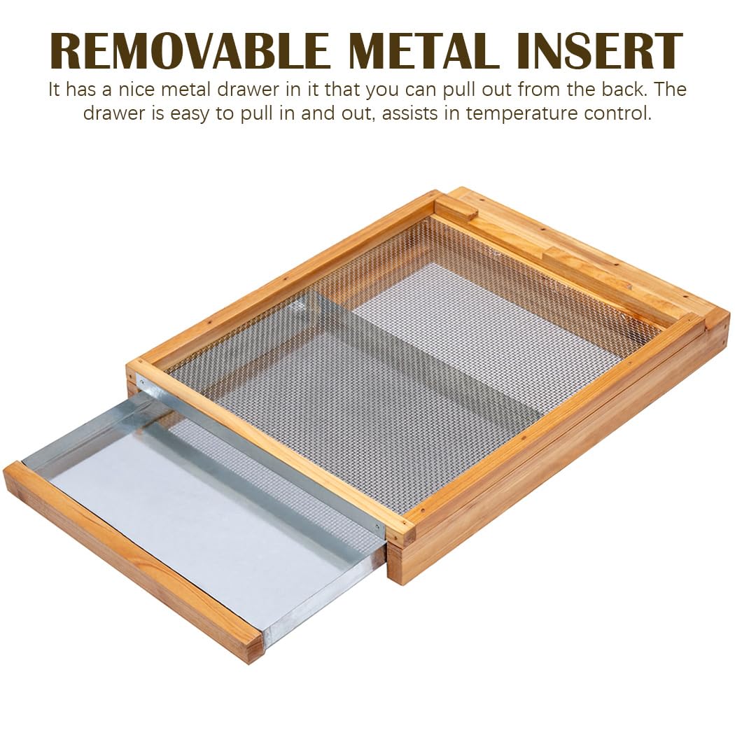 Honey Lake Langstroth Bee Hive Screened Bottom Board Dipped in 100% Beeswax with Entrance Reducer, Screen Bottom Board for 10 Frame Beehive with Solid Wood, Beehive Separated Board Beekeeping Supplies Honey Lake