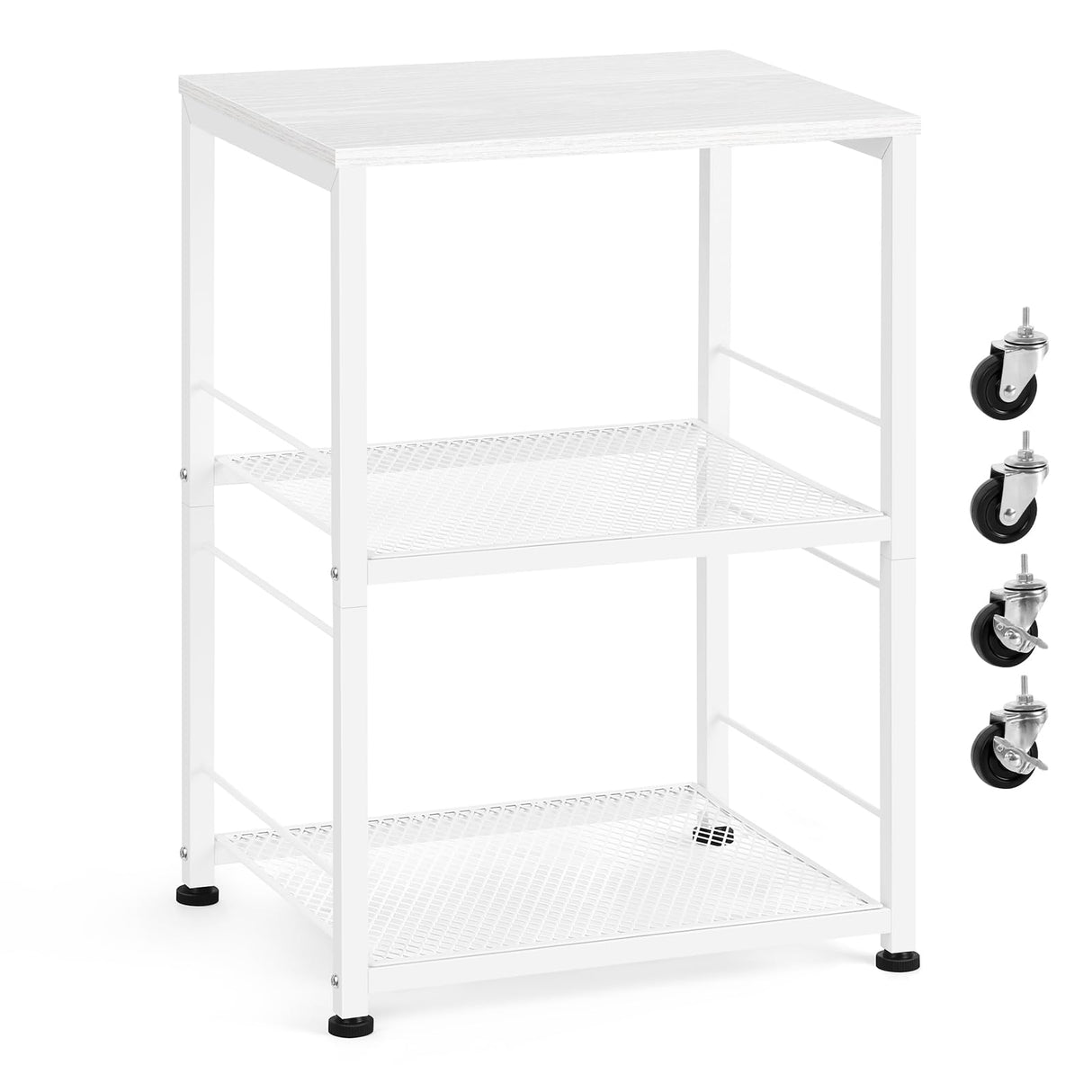 OYEAL End Table, Small Side Table Living Room, White Nightstand with 2-Tier Storage Shelf, Printer Stand Sofa Table for Small Spaces, Living Room, Bedroom, Easy Assembly OYEAL