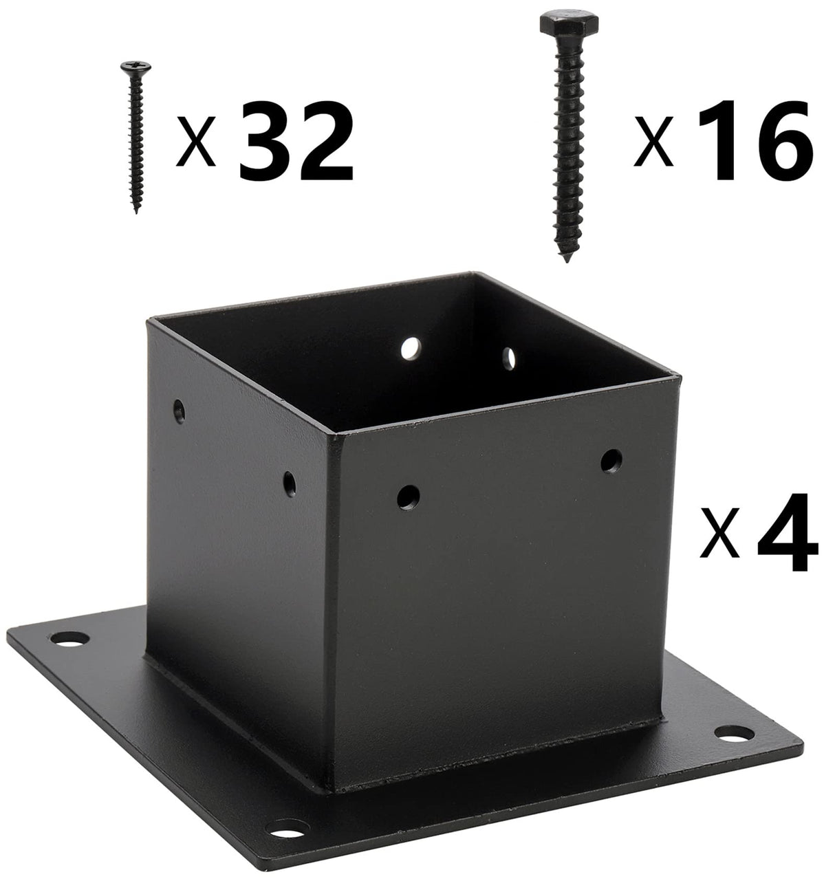 Yesland 4 Pack 4 x 4 Post Base, Inner Size 3.6 X 3.6 Inch Iron Post Bracket with Black Coating Heavy Duty Flange Anchor Base, Support Deck Base with Screws for Pavilion, Deck Railing, Fence, Mailbox Yesland