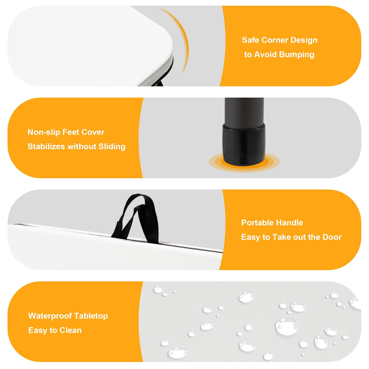 Kasunpul 34" Folding Table, Portable Square Folding Card Table with Collapsible Legs & Carrying Handle, Plastic Tables for Camping,Picnic, Office, Party, White Kasunpul