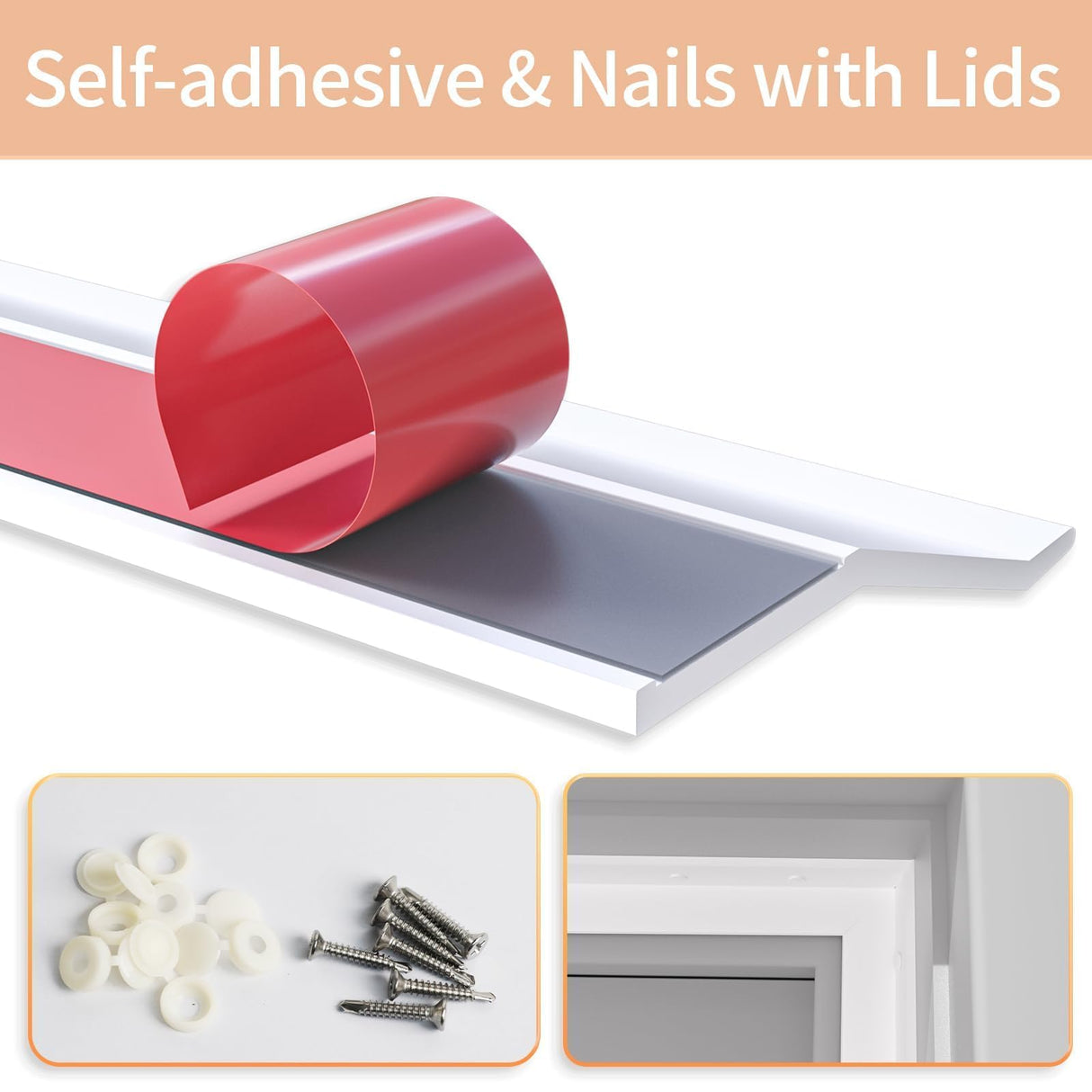 Elvone Garage Door Seal Top and Sides, 40 FT Universal TPE Weather Stripping Garage Door Trim Seal Weatherproofing Garage Door Seals with Nails and Lids in White Elvone