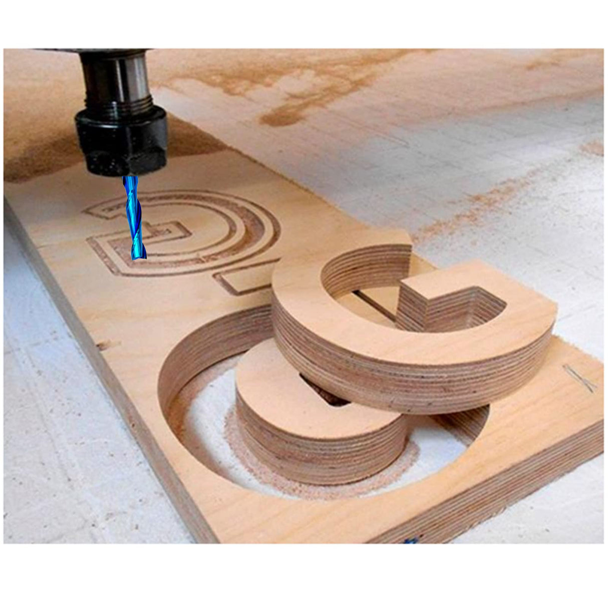 2 PCS CNC Router Bits 1/4 inch Shank Spiral Up Cut Solide Carbide End Mill for Wood Carving Engraving … Jiiolioa