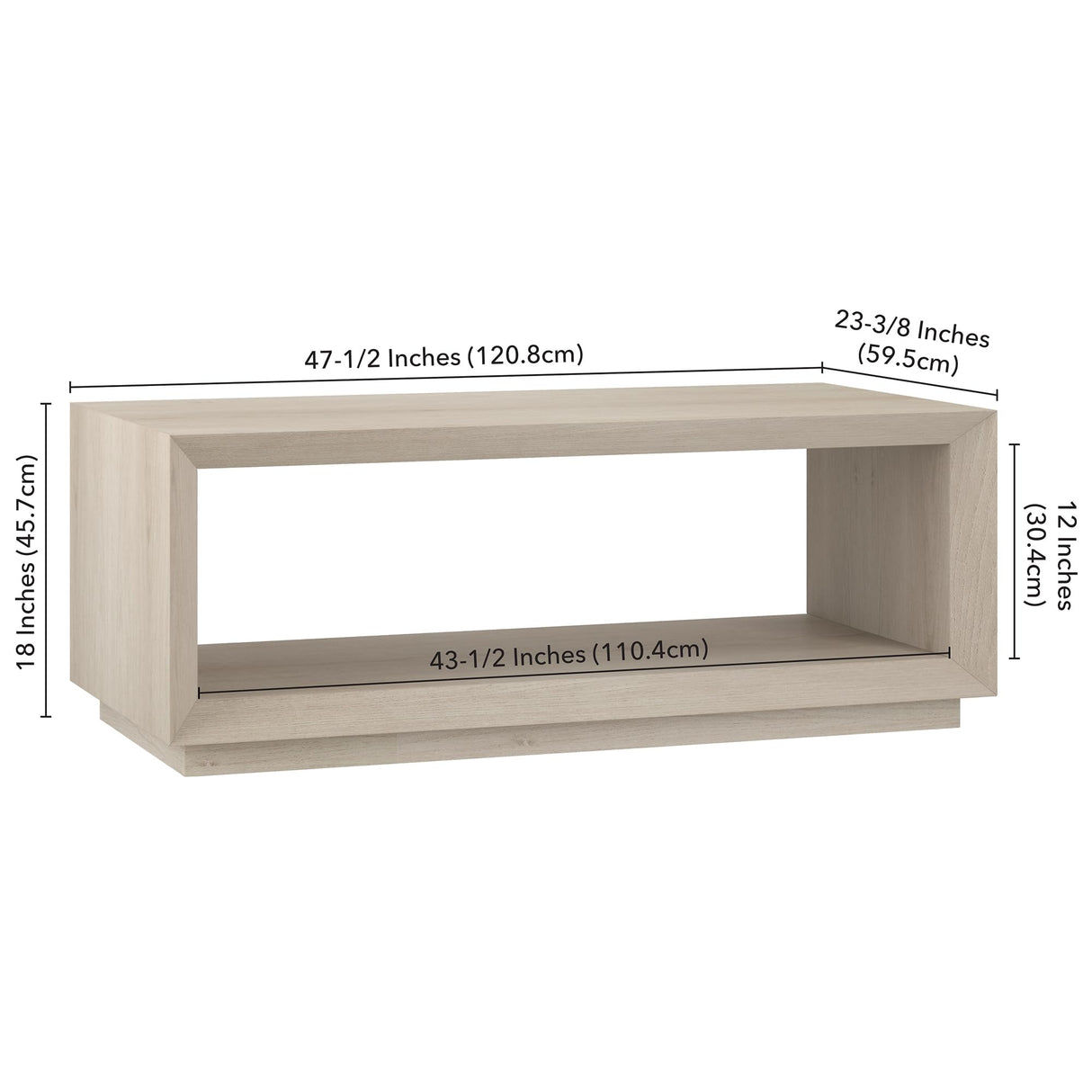 Henn&Hart 48" Wide Rectangular Coffee Table in Beech White, for Home, Living Room, Bedroom, Entertainment Room, Office Henn&Hart