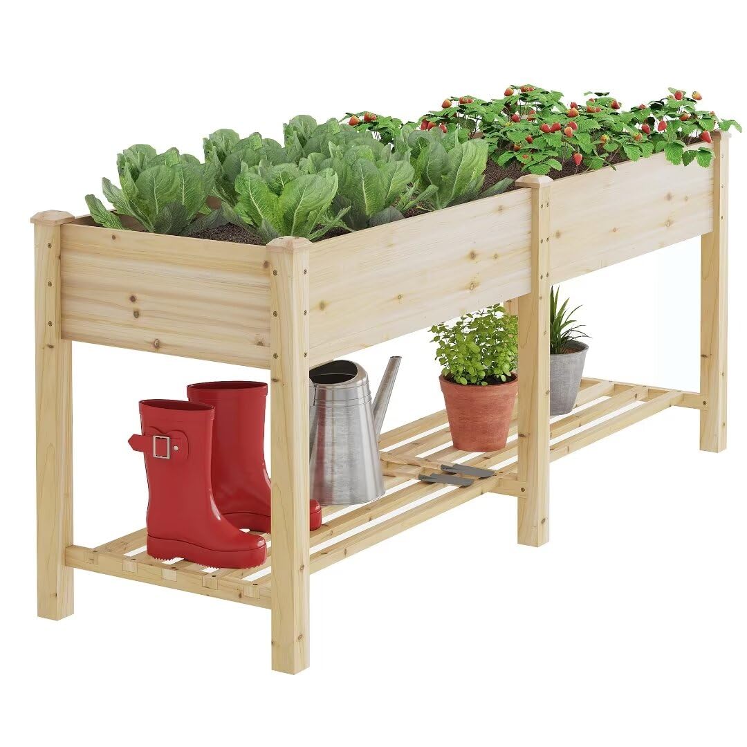 GHWIE Raised Garden Bed with Legs Elevated Wood Planter Box for Planting Vegetables Flowers Garden Patio Balcony garden beds outdoor with Liner GHWIE